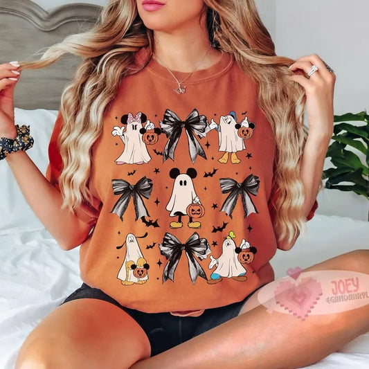 Friends Ghost Coquette Bow Halloween Shirt, Not So Scary Party Tee, Family Spooky Season 2024 Trip