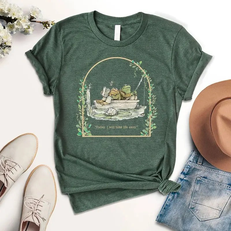 Frog And Toad Shirt, Vintage Classic Book Shirt, I Will Take Life Easy T-Shirt, Frog Shirt, Book Lovers Shirt, Vintage...