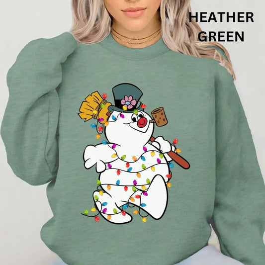 Frosty the Snowman Crewneck, Christmas Sweatshirt, Winter Season Graphic, Casual Cotton Crewneck, Polyester, Oversizedstyle{n002}2