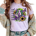 Fuc$ T Shirt with Tattted Woman & Sunflowers & Butterflies, Adult Humor Offensive Short Sleeve T Shirt, Middle Finger...