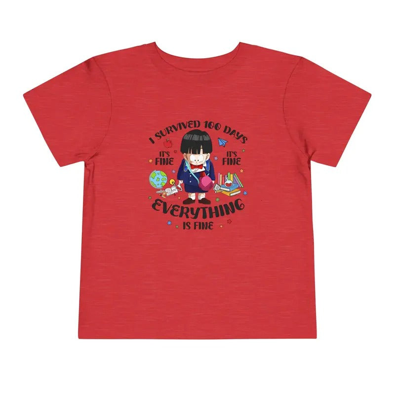 Funny 100th Day Tee, Everything Is Fine Graphic Tee, I Survived 100 Days Teacher Shirt, Back to School Humor Gift, Funny Teacher Gift