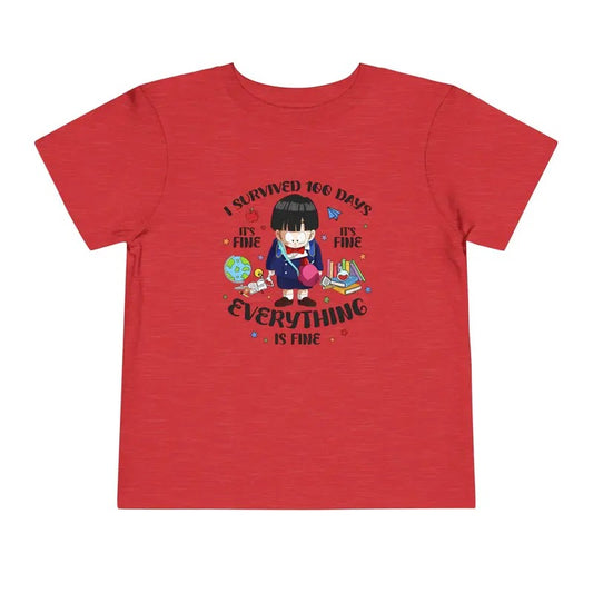 Funny 100th Day Tee, Everything Is Fine Graphic Tee, I Survived 100 Days Teacher Shirt, Back to School Humor Gift, Funny Teacher Gift