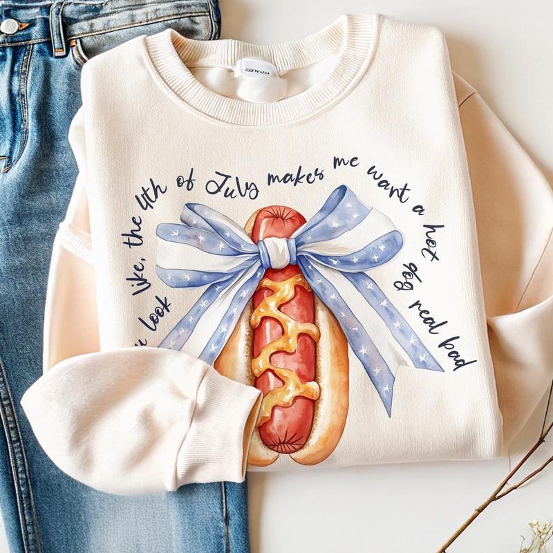 Funny 4th of July Hot Dog Shirt You Look Like the 4th of July Retro Patriotic USA Tee Unisex T-Shirt 100% Cotton Hoodie,...
