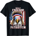Funny 4th of July Shirts For Men, Inhale Freedom Exhale Patriotism Eagle Mullet July 4th T-Shirt Menswear Top Casual...