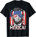 Funny 4th of July Shirts For Men, Lincoln 4th Of July Merica American Flag T-Shirt Menswear Top Casual Cotton Fashion...