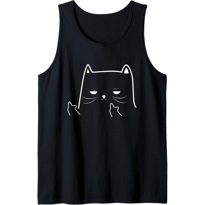 Funny Adult Humour Cat Middle Finger Men & Women Tank Top MADE IN USA T-Shirts, Hoodie, Sweatshirt | PureTeeCo.com