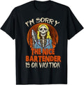 Funny Bar Shirts, The Nice Bartender Scary Skeleton Bearding Halloween T-Shirt Menswear Top