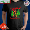 Funny Bigfoot Squatching’ Through The Snow Christmas shirt