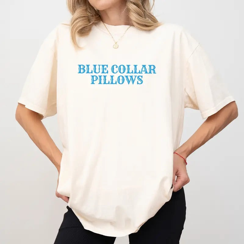 Funny Blue Collar Pillows Shirt Comfort Colors, Retro Blue Collar Wife Tee, Blue Collar Girlfriend T-shirt, Wifey Tshirt,...
