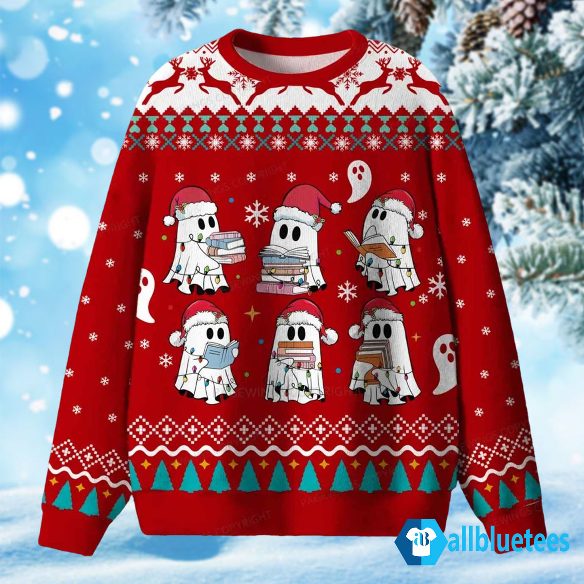 Funny Boo Reading Books Ugly Christmas Sweater