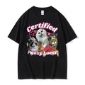 Funny Certified Cute Cat Lover Meme Vintage Graphic Tee Shirt Men Women Fashion Aesthetic Short Sleeve T Shirt Summer...