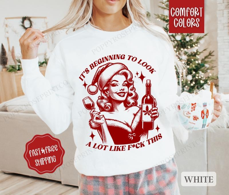 Funny Christmas Comfort Colors Sweatshirt, Holiday Sweater Womenswear, Holiday Crewneck T-Shirts, Hoodie | PureTeeCo.com