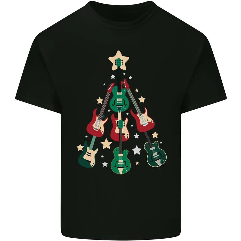 Funny Christmas Guitar Tree Rock Music Mens Cotton T-Shirt Tee Top Made in USA Hoodie, Sweatshirt | PureTeeCo.com
