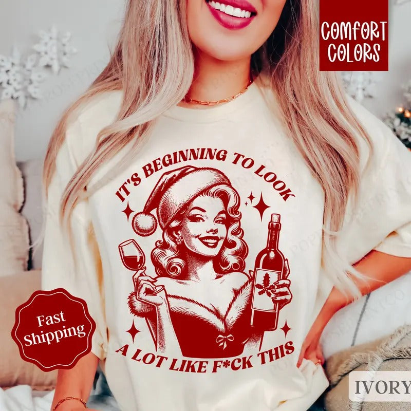Funny Christmas Shirt Comfort Colors Holiday Tshirt, Women's Holiday Tee Hoodie, Sweatshirt | PureTeeCo.com