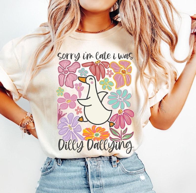 Funny Dilly Dallying Goose Sarcastic Boho Preppy Retro Shirt T-Shirt