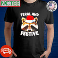 Funny Feral and festive raccoon head hat Christmas shirt