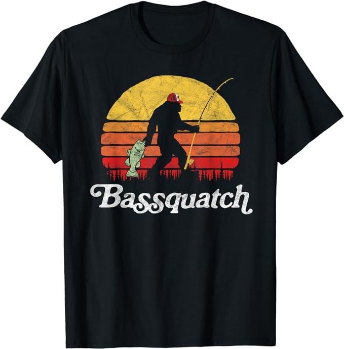 Funny Fishing Shirts, Funny Bigfoot Fishing Outdoor Retro T-Shirt Cotton Fashion Casual Classic Hoodie, Sweatshirt