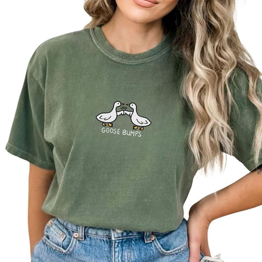 Funny Goose Bumps Shirt, Goose Tee, Goose Graphic Printed Tee, Meme Goose Bumps Tee, Funny Goose Club T-Shirt, Cute Graphic Tee, Goose Shirt, Goose University Shirt, Women's Tops, Menswear, Womenswear, Cotton Soft Fabric Tee, Unisex Unhinged Shirt