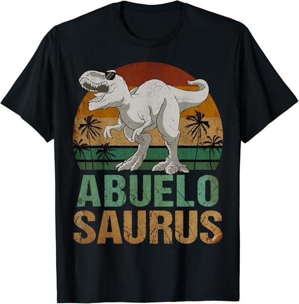Funny Grandpa Shirt, Gift For Grandfather, Abuelosaurus Dinosaur Abuelo Saurus Vintage T-Shirt Menswear Casual Cotton Top...