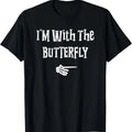 Funny Halloween Shirts For Men, I'm With Butterfly Halloween Costume Funny Couples Matching T-Shirt Menswear