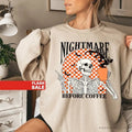 Funny Halloween Sweatshirt, Skeleton Halloween Shirt Coffee Fall Shirt, Fall Sweatshirt for Women Hoodie | PureTeeCo.com