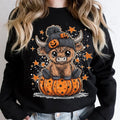 Funny Highland Cow Halloween Sweatshirt, Moo I Mean Boo Fall Pullover, Cute Pumpkin Cow Trick Or Treat Crewneck, Retro...