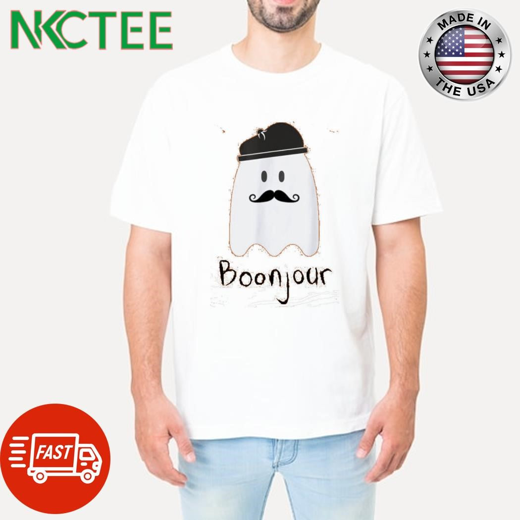 Funny Mustachioed ghost Boonjour Halloween shirt