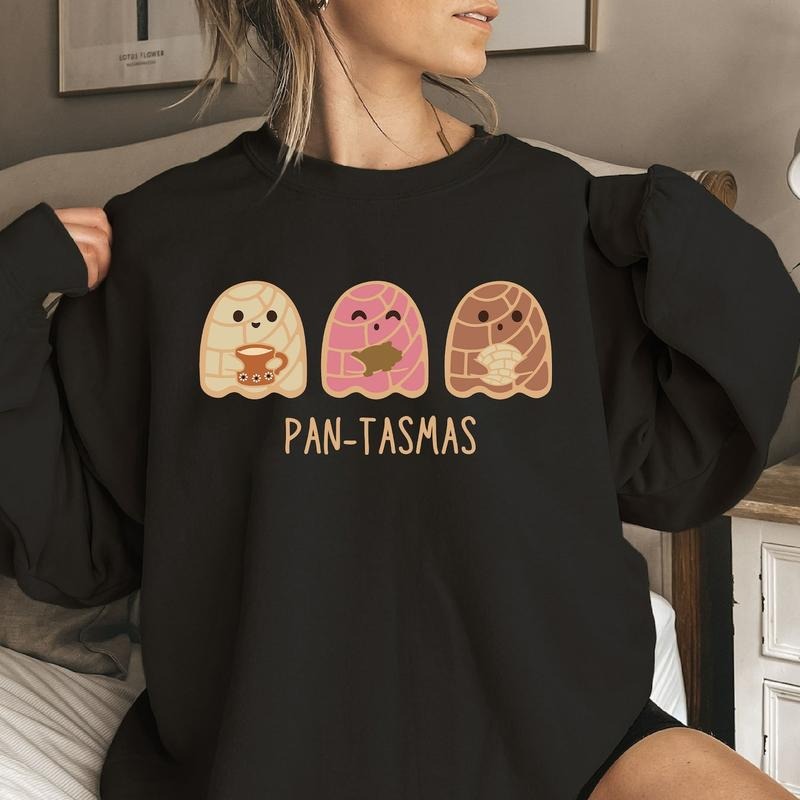 Funny Pantasmas Ghost Sweatshirt, Halloween Pan Dulce Ghost Mexican Shirt, Halloween Latina Ghost Conchas Graphic Tee, Spooky Conchas Lover Crewneck