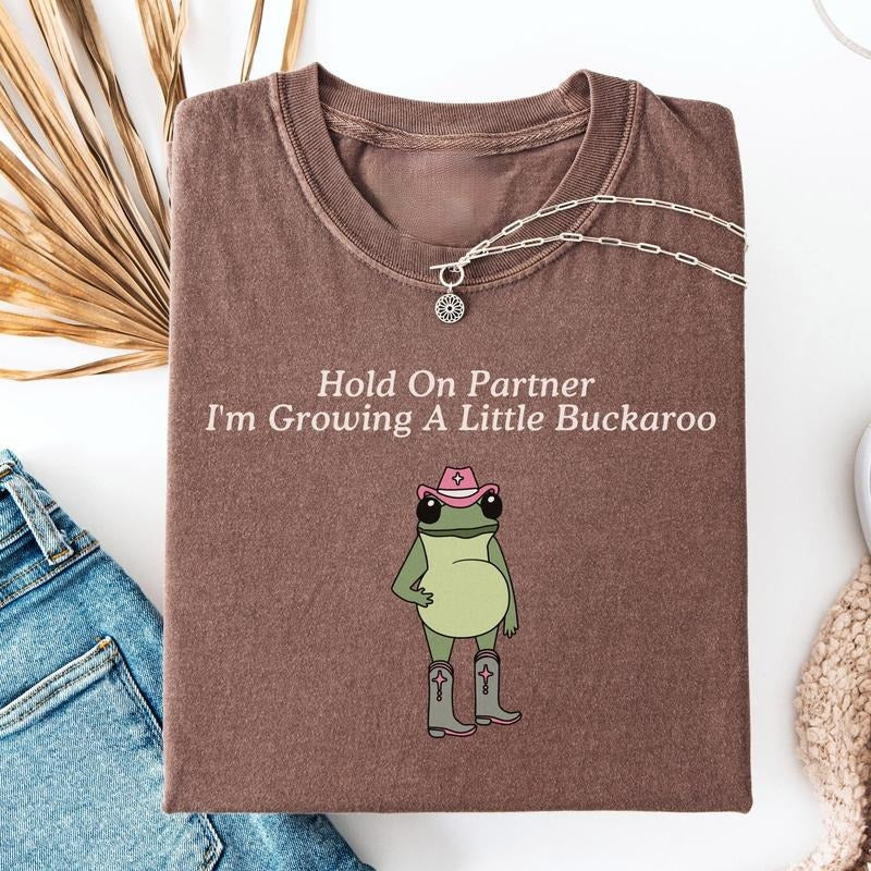 Funny Pregnancy Announcement Shirt, Western Frog Shirt, Unhinged TShirt, Pregnancy Reveal Shirt, First Time Mom Gift