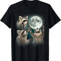 Funny Raccoon Shirt, 3 Racoons Howling At Moon Funny T-Shirt For Men