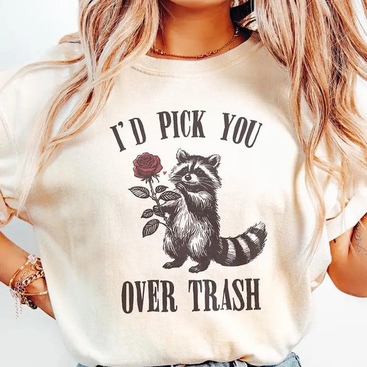 Funny Raccoon Valentines Tshirt, Sarcastic Valentines, Trash Panda Cute Raccoon Shirts, Snarky Raccoon, Top Womenswear thigh highs big t shirt