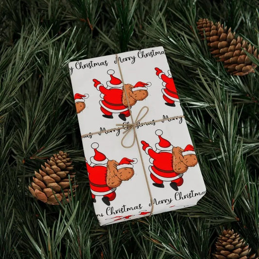 Funny Santa Christmas Balls Wrapping Paper Roll, Christmas Gift Wrap Paper, Humorous Rude Cuss