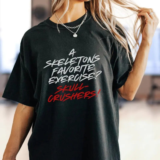 Funny Skeleton Joke Tshirt Gift For Halloween Fitness Pump Cover For Gym Rat Funny Gym Shirt For Spooky Season Skeleton Oversized Tee
