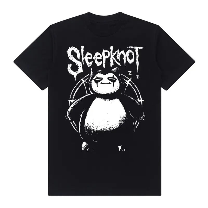 Funny Slipknot Snorlax Panda T-Shirt  Metal Band Shirt Cotton Graphic Tee