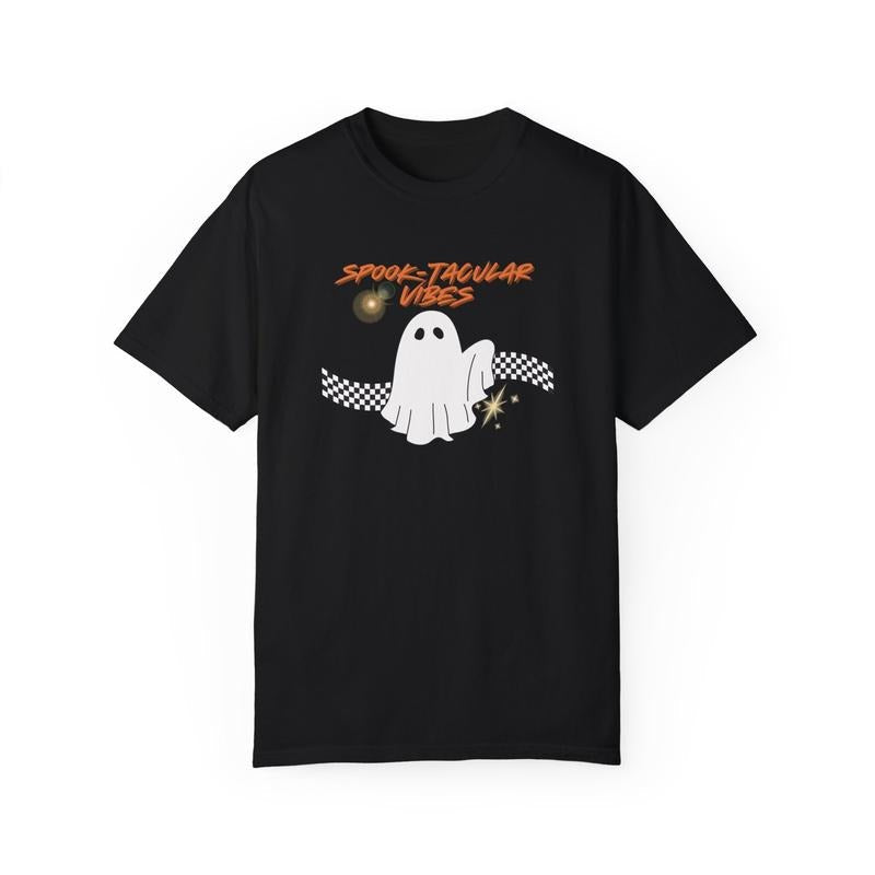 Funny Spook-tacular Vibes Ghost Oversized Halloween Shirt Comfort Colors Shirt For Spectacular Ghost Lover Halloween Gift...