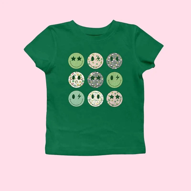 Funny St Patrick's Day Baby Tee, Happy Face Baby Tee, St Patrick's Baby Tee, Retro St Patrick's Day, Y2K 2000's Style...