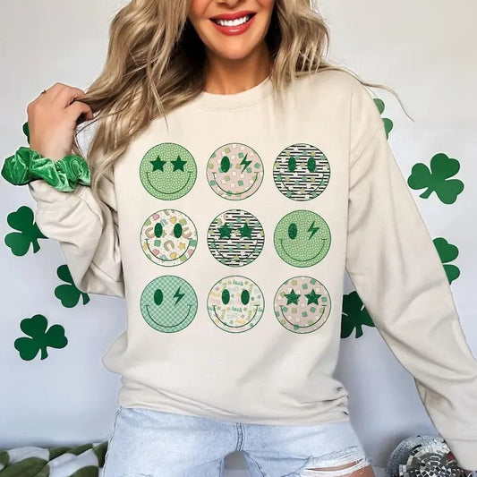 Funny St Patrick's Day Happy Face Hoodie and Sweater; T-shirt
