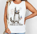 Funny Tank Top, Feral & Free Raccoon Tank, American Feral Tank, Patriotic Tank Top, Independence Day Gift, USA Tank Top...