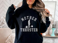 Funny Women's Workout Hoodie, Mother Thruster Gym Top, Motivational Barbell Weightlifting Crossfit Hooded Sweatshirt,...