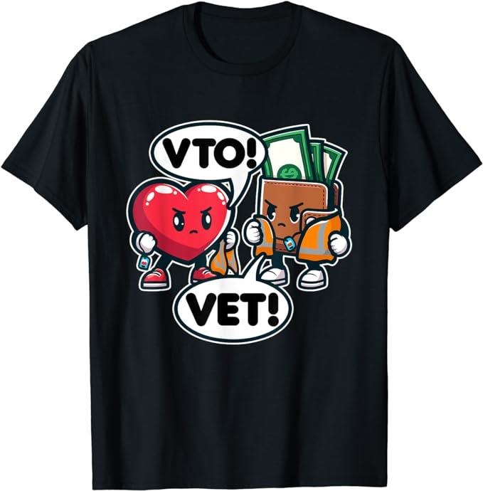 Funny Work Shirts, Associate Heart Says VTO Wallet Says VET T-Shirt Menswear Casual Cotton Hoodie, Sweatshirt | PureTeeCo.com
