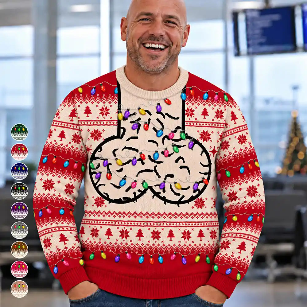 Funny Christmas Gift For Bald Dad Papa Husband - Personalized Unisex Ugly Sweater
