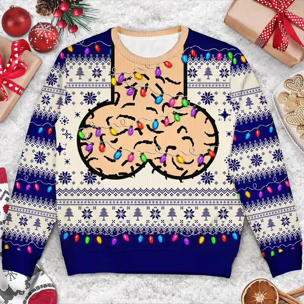 Funny Christmas Gift For Bald Dad Papa Husband - Personalized Unisex Ugly Sweater