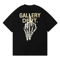 Gallery Dept Skull Hand Bone Finger Car Letter Slogan Short Sleeved Loose Casual Half Sleeved Round Neck Hip Hop Menswear Underwear Human Tropical (1)