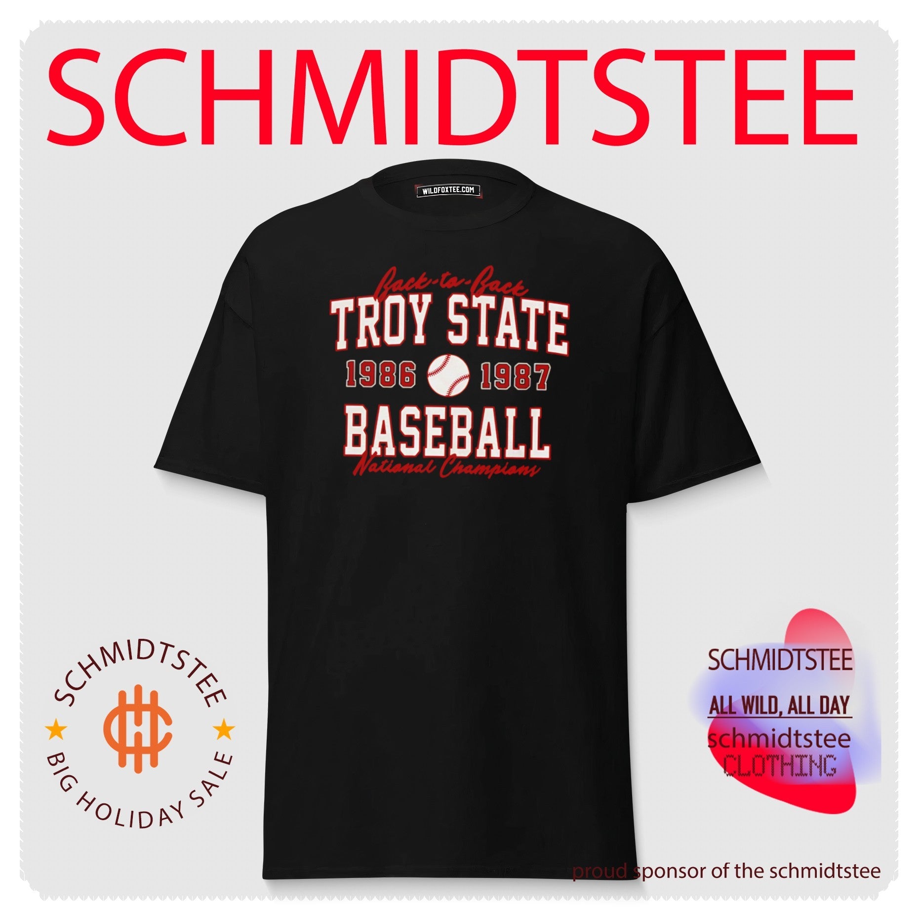 Troy State Baseball 1986 & 1987 National Champs vintage shirt