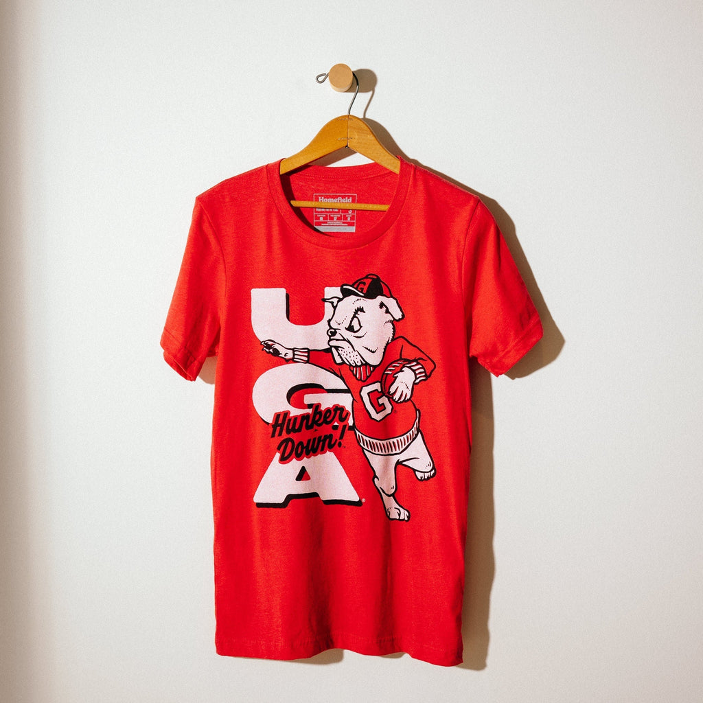 Georgia Bulldogs Vintage Football "Hunker Down" Tee Style001 Hoodie, Sweatshirt | PureTeeCo.com (Image 2)