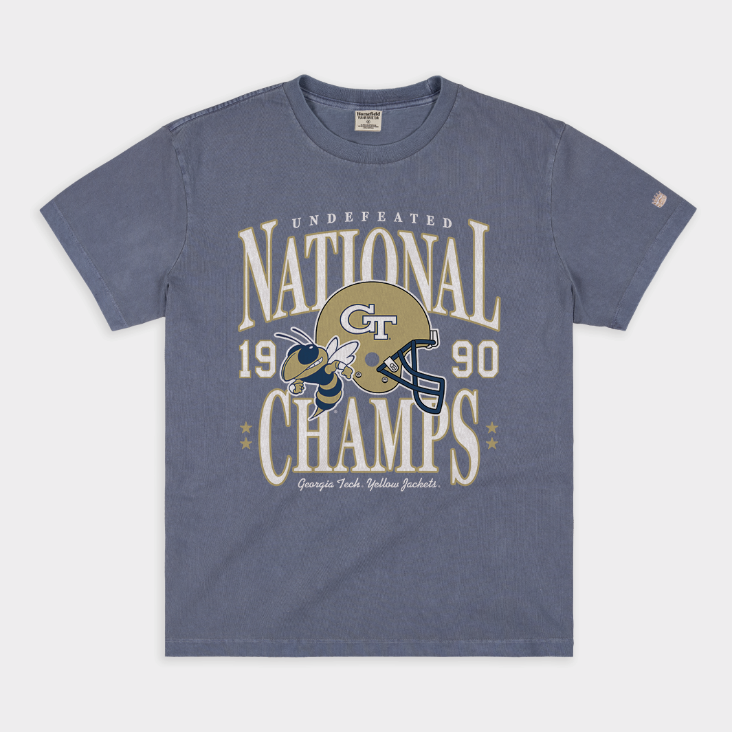 Georgia Tech 1990 National Champs Vintage Heavyweight Tee Style001 Hoodie, Sweatshirt | PureTeeCo.com (Image 1)