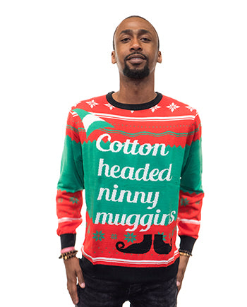 Elf Movie Cotton Headed Ninny Muggins Ugly Christmas Sweater Men’s