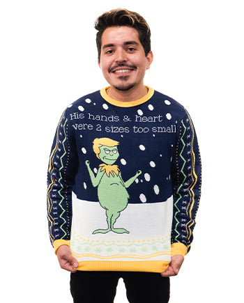 Grinch Trump Ugly Christmas Sweater Men’s