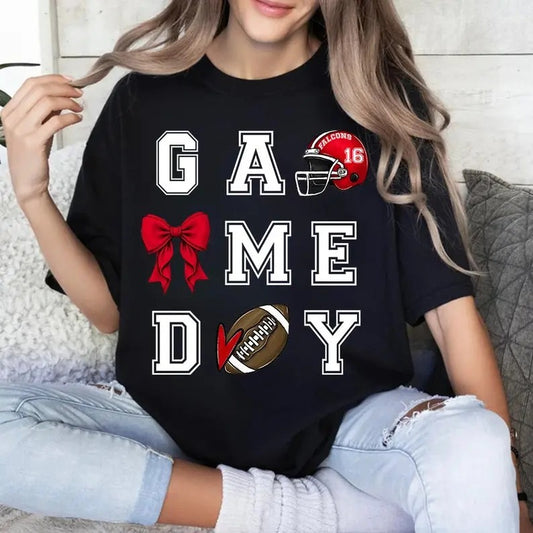 Game Day Shirt, Football Coquette Bow Shirt, Football Bow Shirt, Football Fan Shirt, Football Number Shirt, Custom Football Team Shirt