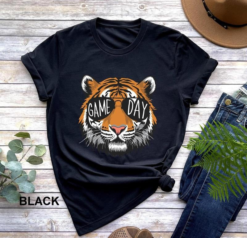 Game Day Tigers Mascot Shirt, Football Mom Shirt, Cute Game Day Shirt, Retro Tiger Shirt, Tiger Team Crewneck Cotton...